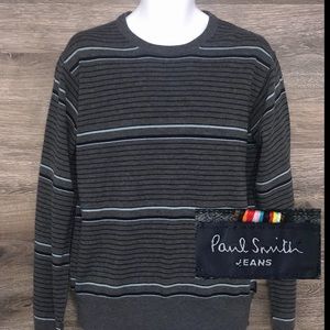 Paul Smith Jeans Gray Wool Cotton Stripe Sweater L